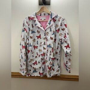 Karen Neuburger Live Love Lounge Dog Flannel Pajama Top Size Medium